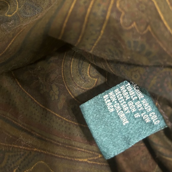 LAUREN Ralph Lauren olive paisley button down size L - Picture 3 of 4